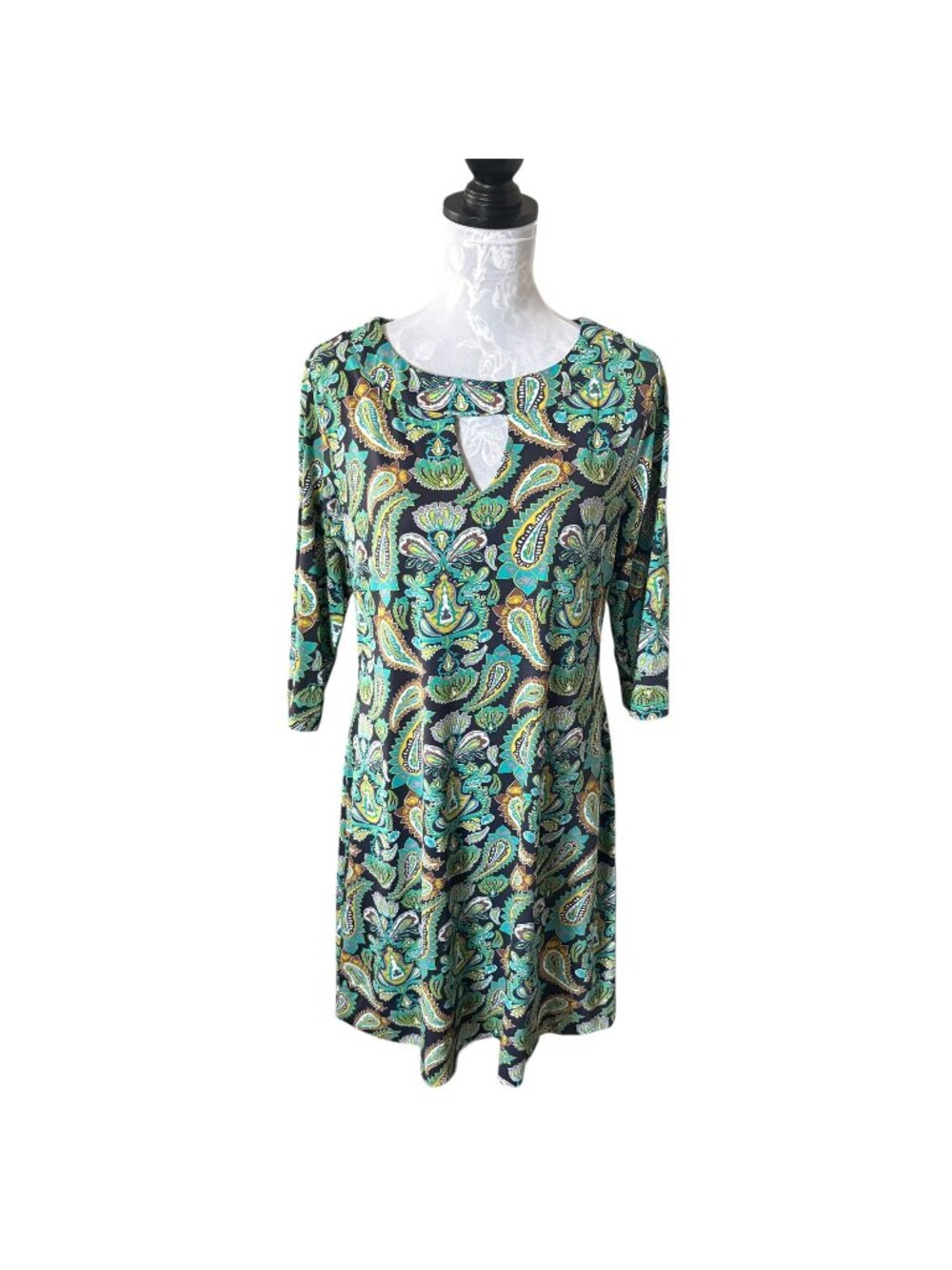 Lulu-B Womens UPF 50+ Long Sleeve Paisley Dress Golf Stretchy Medium